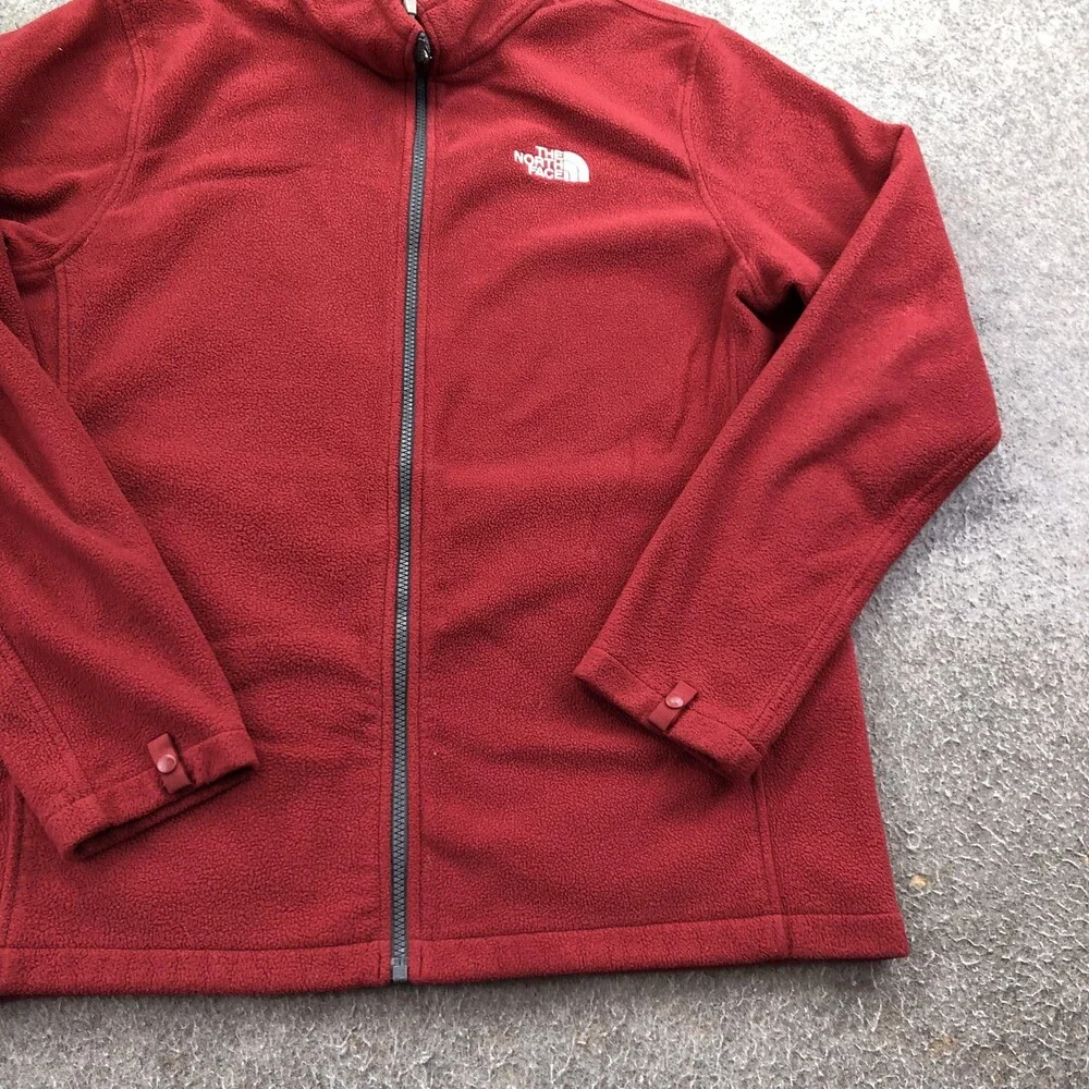 The North Face Jacket Mens Large Red Fleece Full Zip Pockets Outdoor Hiking